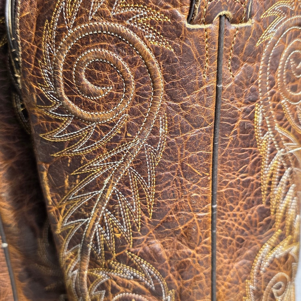Justin Damiana Cowboy Western Boots Brown Distressed Leather Snip Toe Womens 8.5 - Picture 2 of 13